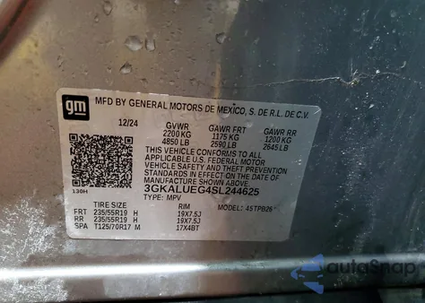 2025 GMC Terrain Elevation из США, поврежденный, VIN 3GKALUEG4SL244625